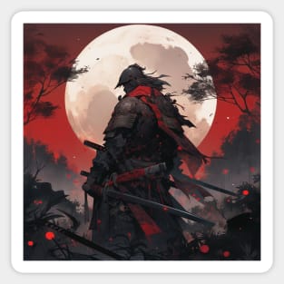 Red Moon Samurai Sticker